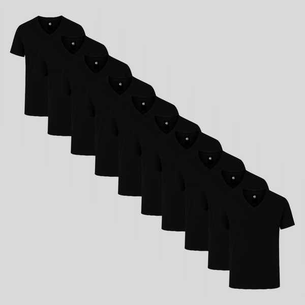 Black V-neck 10-pack