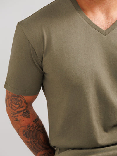 Olive V-Hals T-shirt