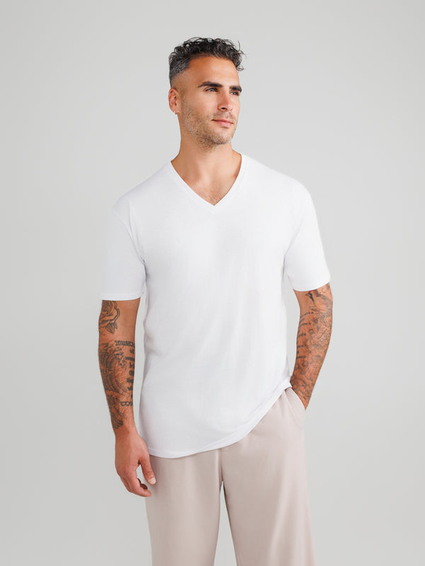 White V-neck 6-pack
