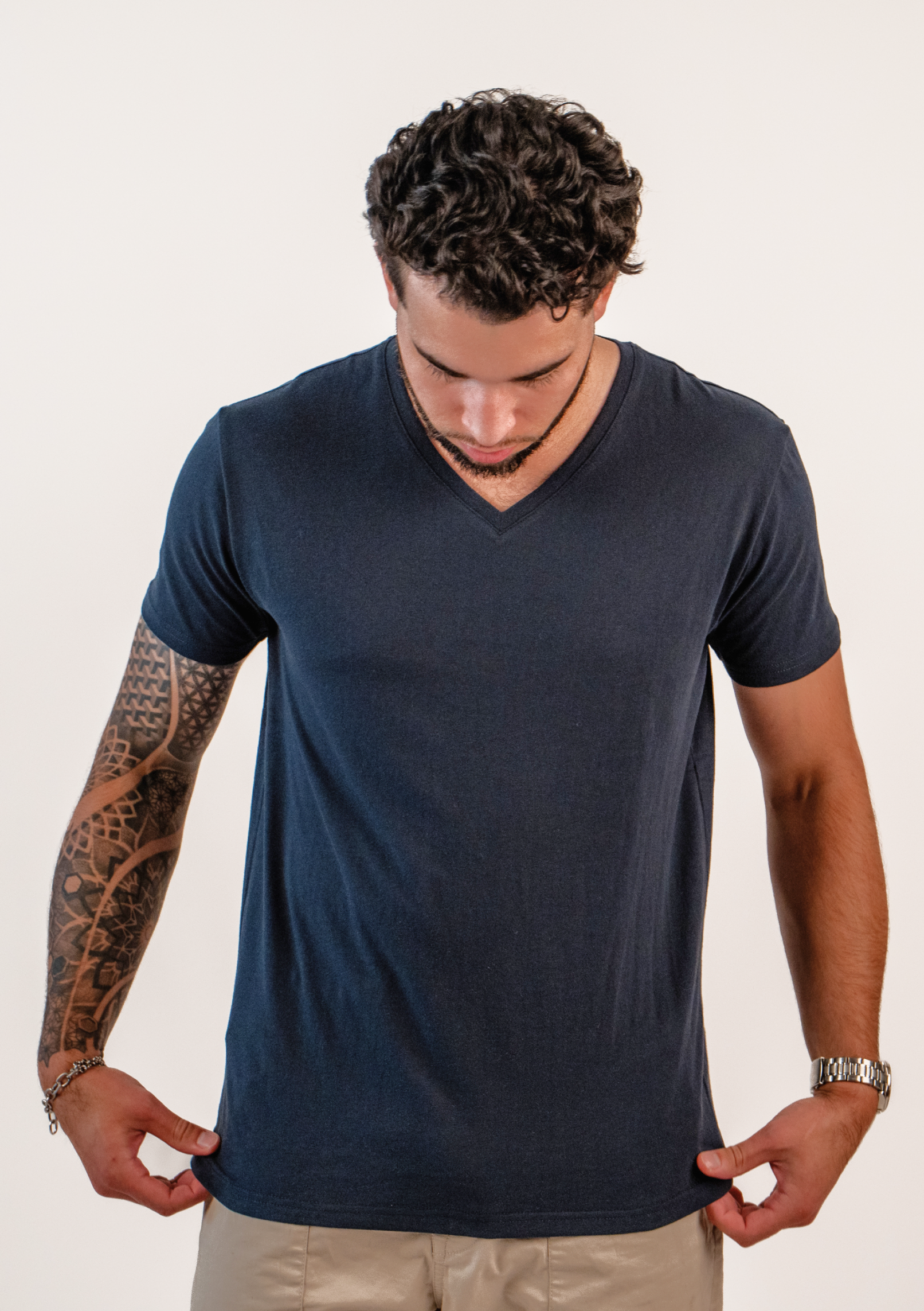 Navy V-Neck T-shirts