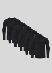 Schwarzes Henley 6er-Pack