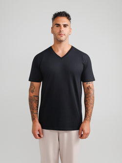 Black V-neck T-shirt