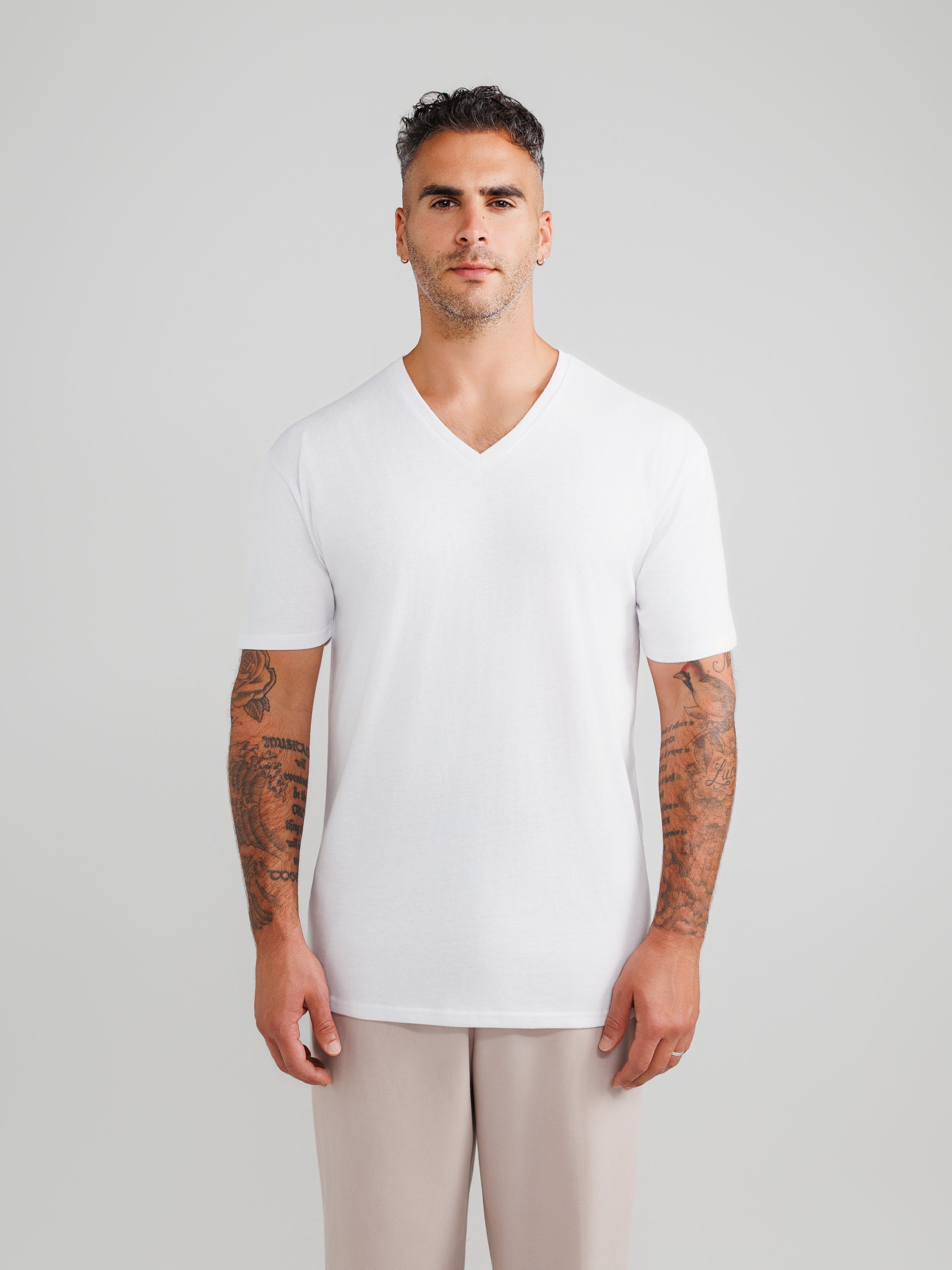 White V-Neck