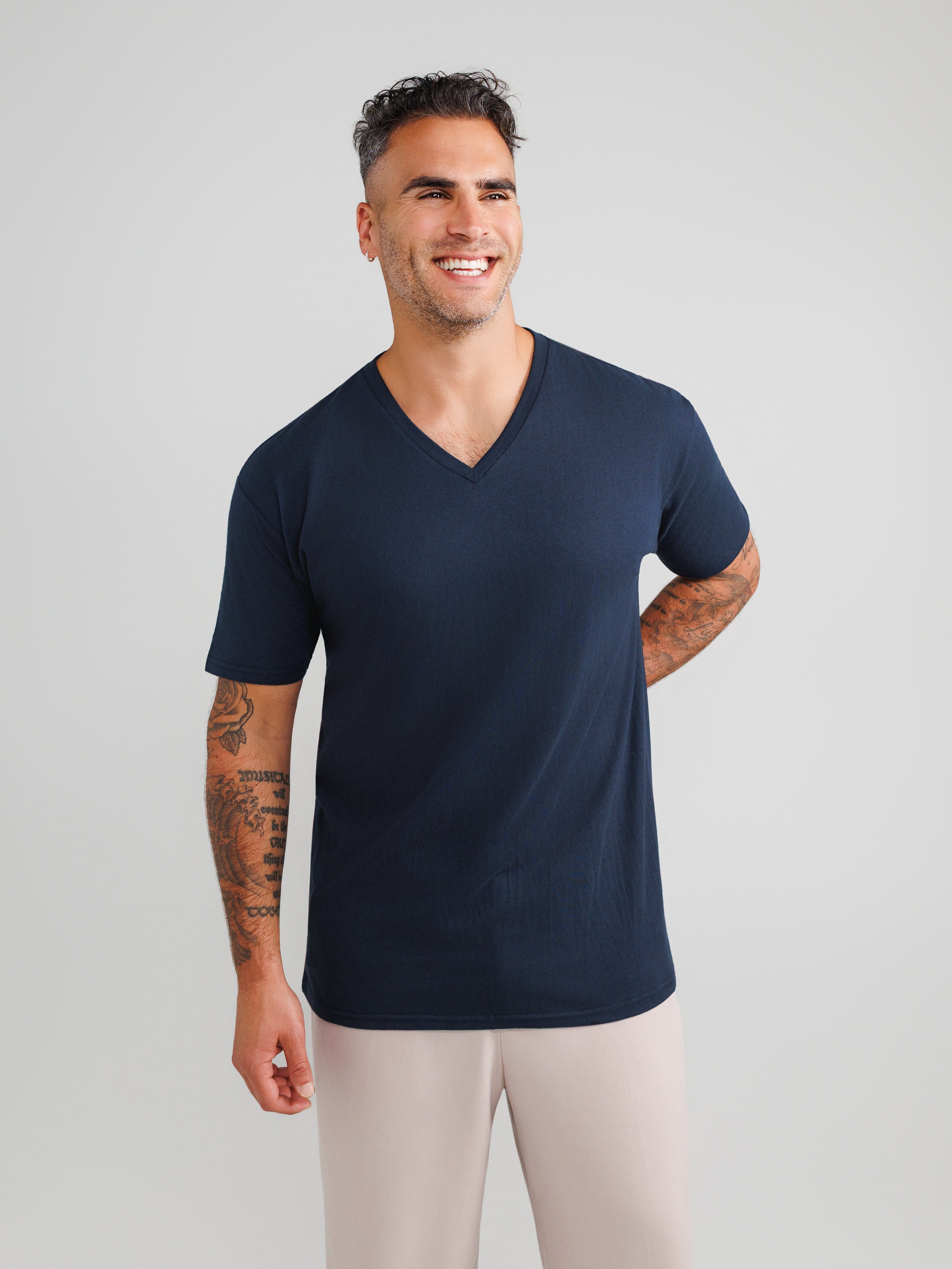 Navy V-Neck T-shirts